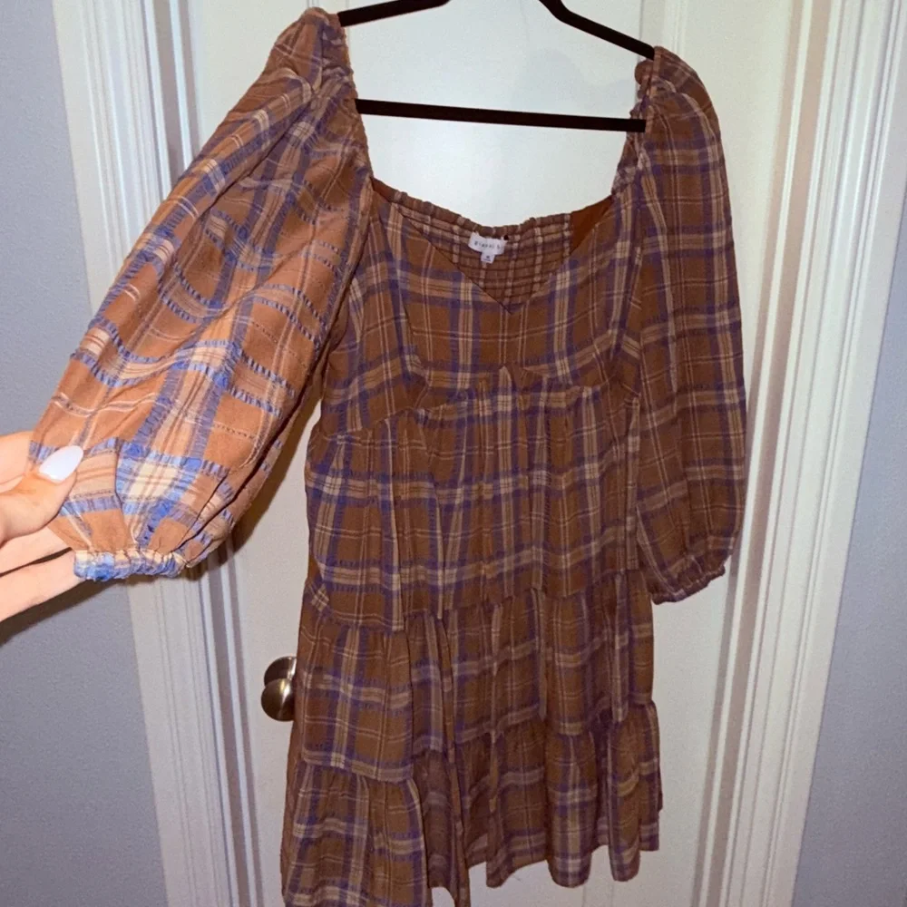 Gianni Bini Plaid Brown and Blue Dress— Bought from Dillards - Picture 6 of 9